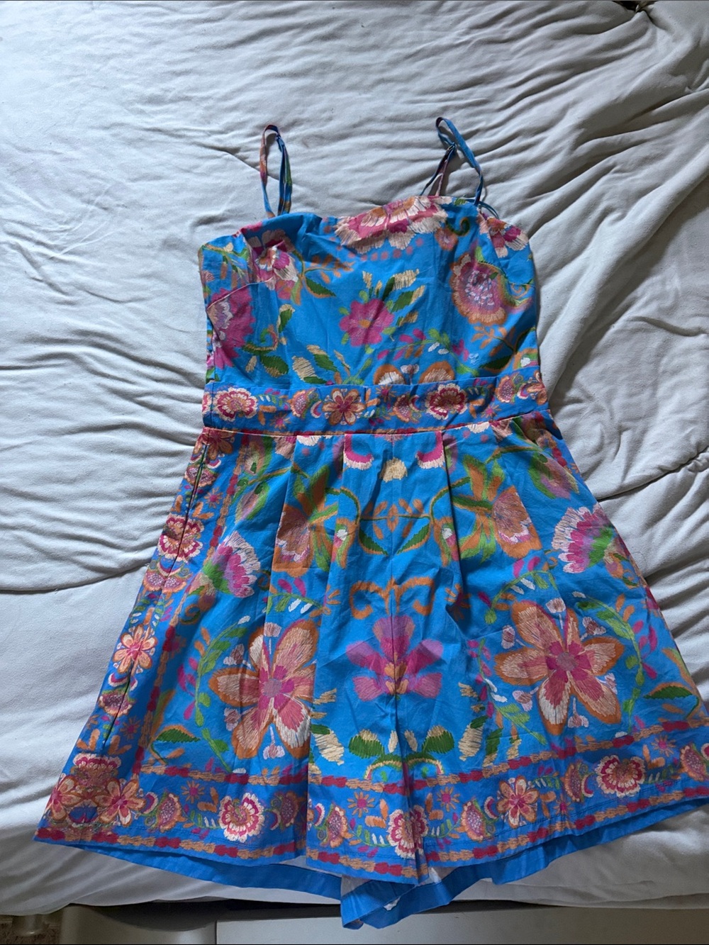 Flying Tomato Blue Floral Spaghetti-Strap Romper